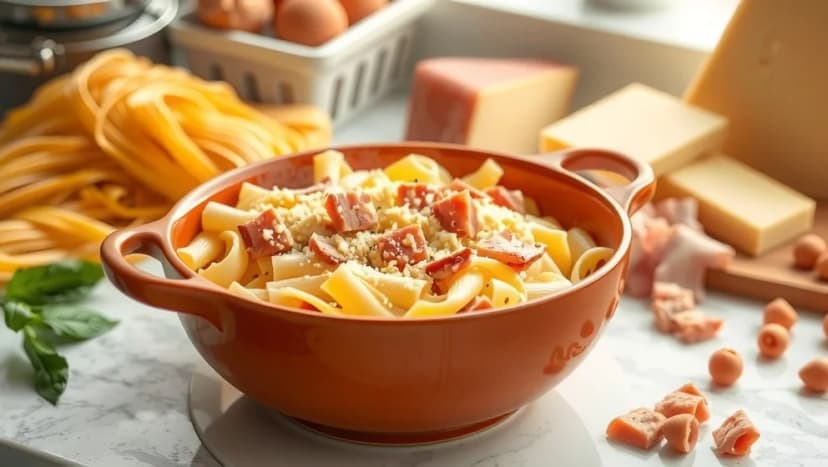 Pasta med ost och skinksås på 20 minuter